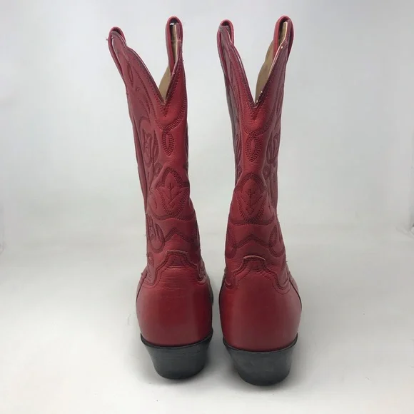 Ariat Red Leather Western Cowgirl Boots Size 8B - Picture 5 of 12